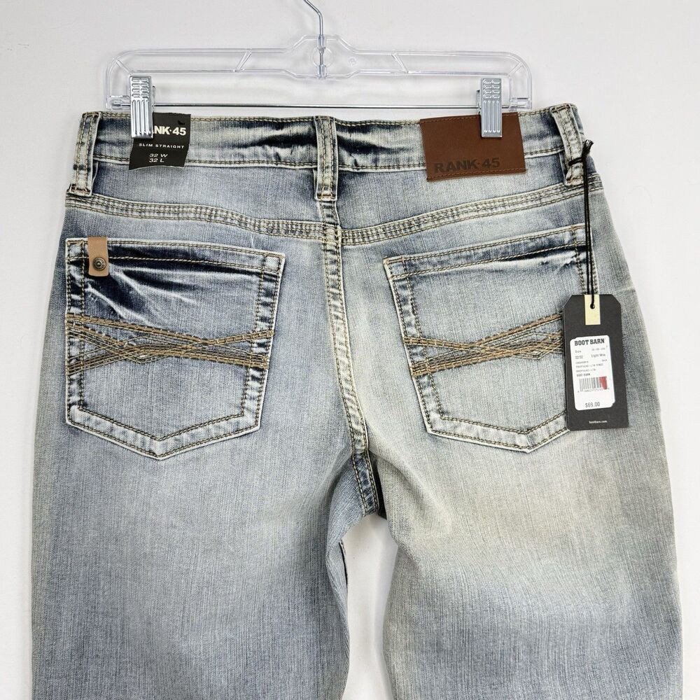 RANK 458 MEN'S RINGO SLIM STRAIGHT 32x32 PERFORMANCE STRETCH DENIM JEANS NWT - Picture 11 of 16